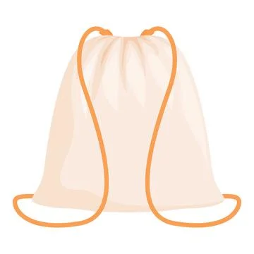 Beige drawstring backpack with orange strings isolated on white background Illustrazione stock