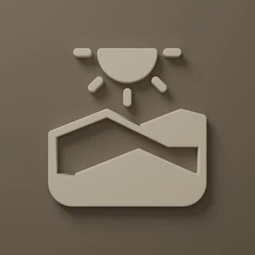 Beige Drought icon isolated on brown background. Minimalism concept. 3D ren.. Stock Illustration