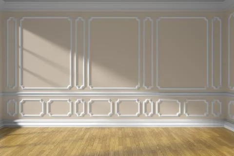 Beige empty room wall with molding and parquet Stock Illustration