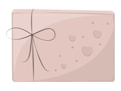 Beige envelope with bow Stock Illustration
