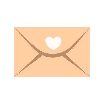 Beige envelope with a heart. Flat style letter illustration. Stock Illustration