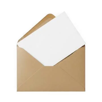 A beige envelope with a white piece of paper peeking out from the top. Illustrazione stock