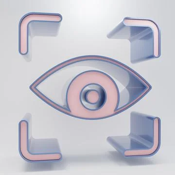 Beige Eye scan icon isolated on grey background. Scanning eye. Security che.. Illustrazione stock