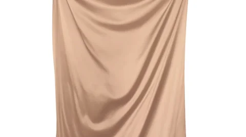 Beige fabric flowing on white background, Slow Motion Stock Footage 25855197