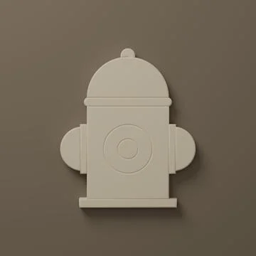 Beige Fire hydrant icon isolated on brown background. Minimalism concept. 3.. Stock Illustration