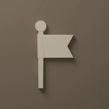 Beige Flag icon isolated on brown background. Location marker symbol. Minim.. Stock Illustration