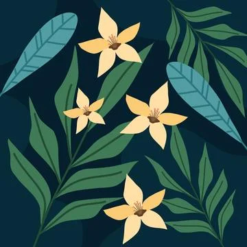 Beige flowers and leafs pattern 스톡 일러스트