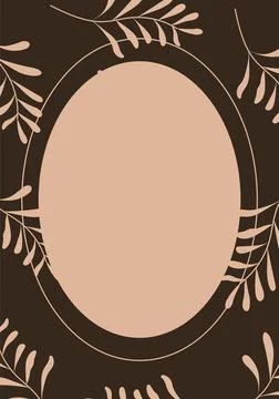 Beige frame on brown background with leaves Stock Illustration