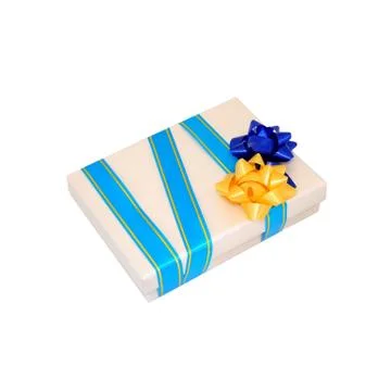 Beige gift box Stock Photos