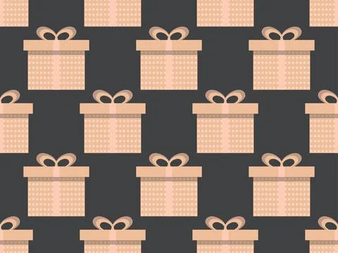 Beige gift boxes on a dark background. Gift boxes with geometric pattern Illustrazione stock