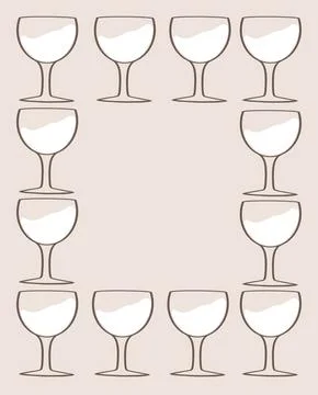 Beige glasses set arranged in a square on a neutral background at a casual Stock Illustration