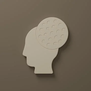 Beige Golf ball icon isolated on brown background. Minimalism concept. 3D r.. Stock Illustration