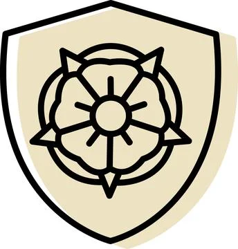 Beige heraldic shield with decorative wheel Illustrazione stock