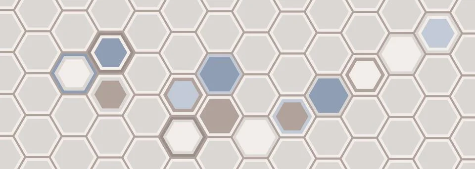 Beige hexagon ceramic tiles for bathroom, sidewalk, kitchen backsplash, toilet Stock Illustration