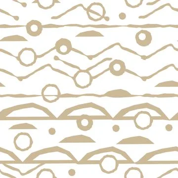 Beige horizontal Seamless repeat pattern with random rough, twisted broken li Illustrazione stock