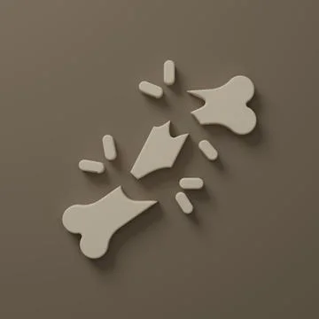 Beige Human broken bone icon isolated on brown background. Minimalism conce.. Stock Illustration