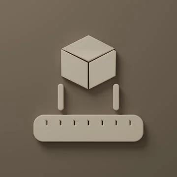 Beige Isometric cube icon isolated on brown background. Geometric cubes sol.. Stock Illustration