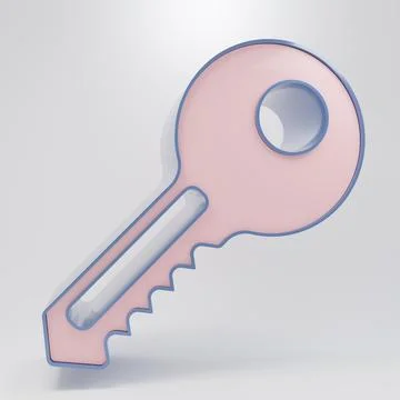 Beige Key icon isolated on grey background. Minimalism concept. 3D render i.. Stockillustratie