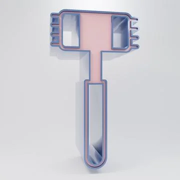 Beige Kitchen hammer icon isolated on grey background. Meat hammer. Minimal.. Stock Illustration