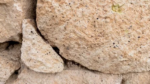 Beige Limestone Wall Texture Natural Stone Surface Rustic Background Stock Footage 334130467