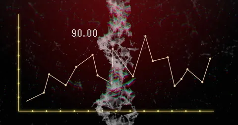 Beige line graph moving across gradient background, showing yellow axes and Stock Footage 309282366