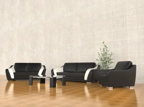 Beige Living room set of sofas Stock Illustration