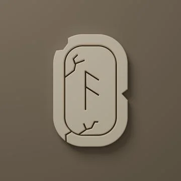 Beige Magic runes icon isolated on brown background. Minimalism concept. 3D.. Stock Illustration