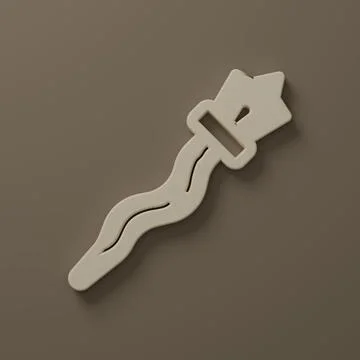 Beige Magic staff icon isolated on brown background. Magic wand, scepter, s.. 스톡 일러스트