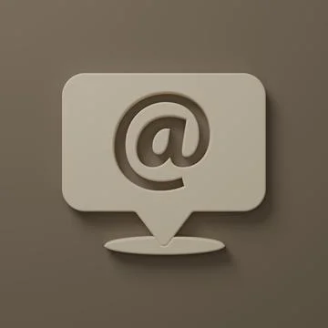 Beige Mail and e-mail on speech bubble icon isolated on brown background. E.. Ilustração Stock
