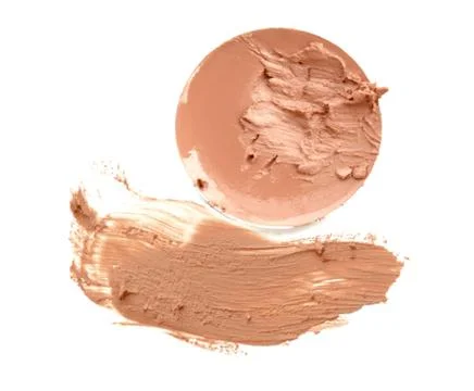 Beige make up foundation close up isolate on white. Stock Photos