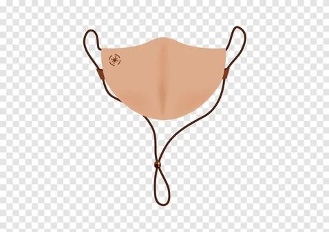 Beige mask with long strap to protect corona virus on transparency background Stock Illustration