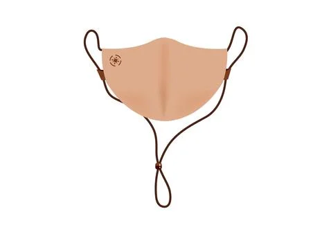 Beige mask with long strap to protect corona virus on white background Stock Illustration