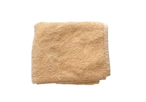 Beige microfiber kitchen towel isolated on transparent background for clean.. Stock-Fotos