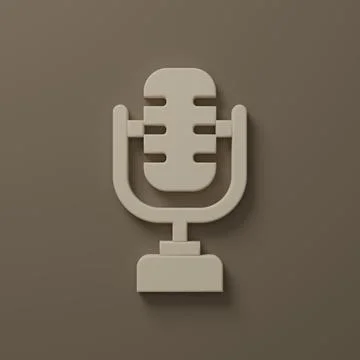 Beige Microphone icon isolated on brown background. On air radio mic microp.. Stock Illustration
