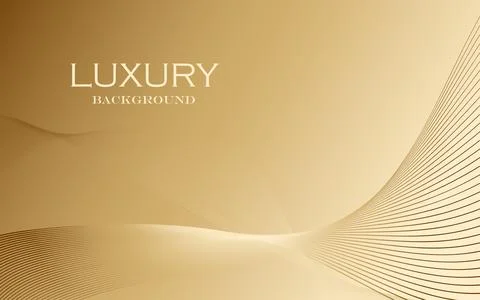 Beige milky gradient background with gold lines with inscription. Vector glow Stock Illustration