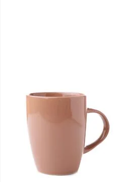 Beige mug isolated on white background Stock Photos
