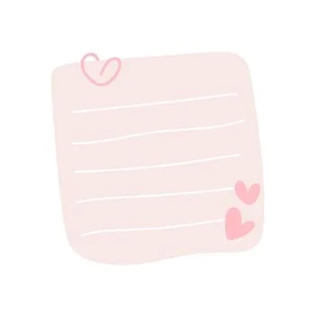 Beige note paper post with hearts. Love romantic sticker on wall. Valentine Stock Illustration