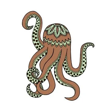 Beige octopus tangle pattern. Illustrazione stock