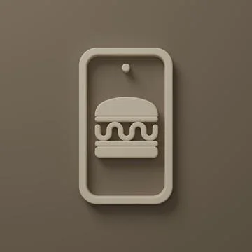 Beige Online ordering and fast food delivery icon isolated on brown backgro.. Stock Illustration