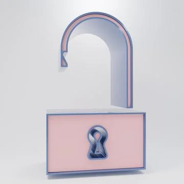 Beige Open padlock icon isolated on grey background. Opened lock sign. Cybe.. Stock-Illustration