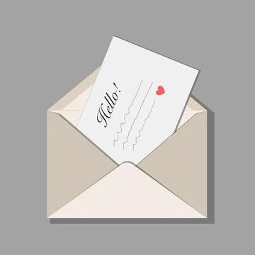 Beige opened envelope with handwritten letter Stock Illustration