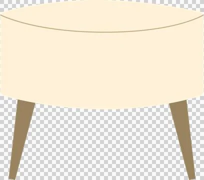Beige ottoman is sitting in flat style, upholstered top and tapered legs on Stock Illustration