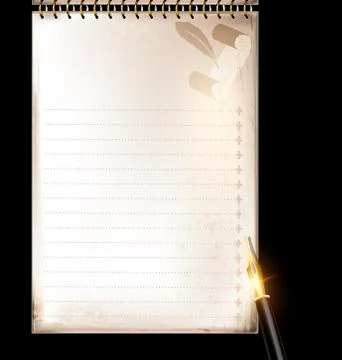 Beige page of notepad and pen Stock Illustration