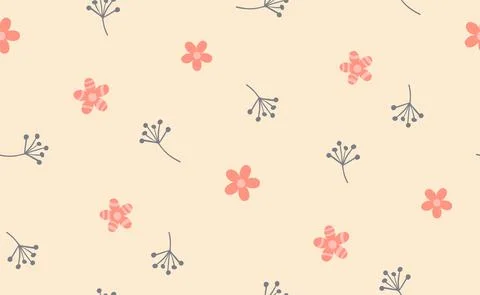 Beige pastel flower seamless pattern. Vector illustration Stock Illustration