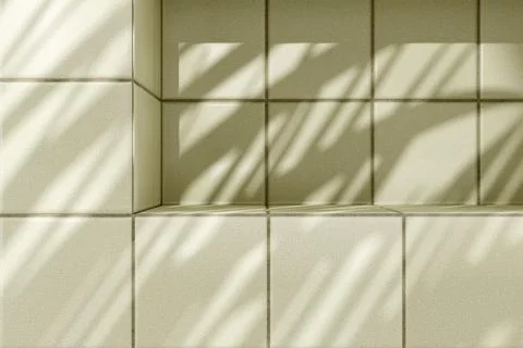 Beige pastel tiles bathroom or kitchen background with podium Stock Illustration