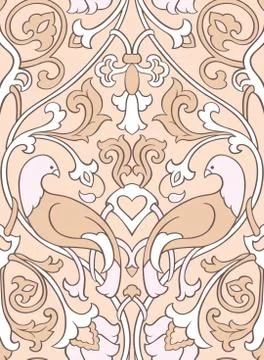 Beige pattern with birds. Stock Illustration