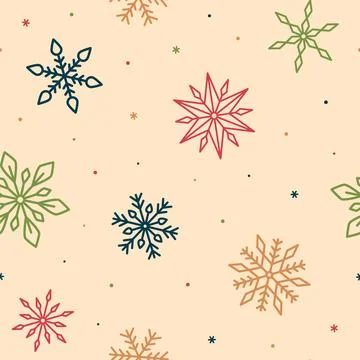 Beige pattern with snowflakes. Seamless pattern for wrapping paper. Vector Stock Illustration
