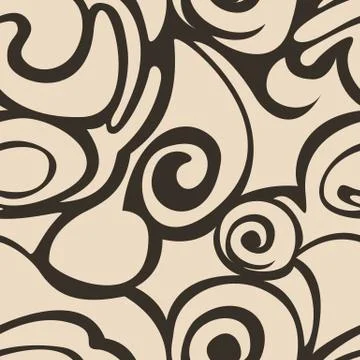 Beige pattern from waves of flourishes and abstract shapes on a dark backgrou Illustrazione stock