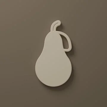 Beige Pear icon isolated on brown background. Fruit with leaf symbol. Minim.. Stock Illustration