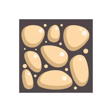 Beige pebbles forming an abstract pattern on dark background Stock Illustration